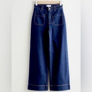 & Other Stories cropped wide leg front pocket jeans - size 29